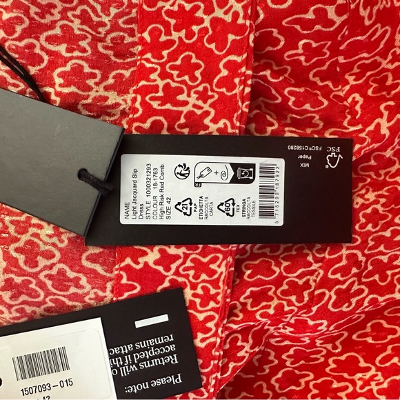 NWT Rotate Jacquard red viscose midi slip dress Size 42 (US 10) - Picture 6 of 12